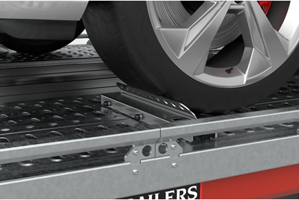 Hjulstopp - låg profil, par, fullt justerbart snabbfäste som krokas direkt i släpvagnen