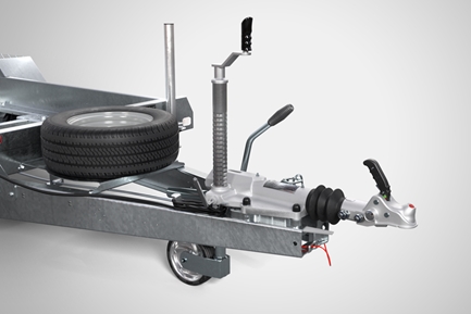 Kraftig låsbar tilhengerkobling og støttehjul