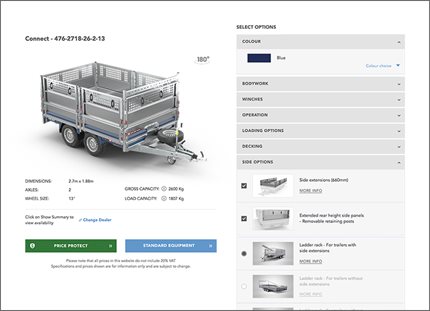 View selected options live on website